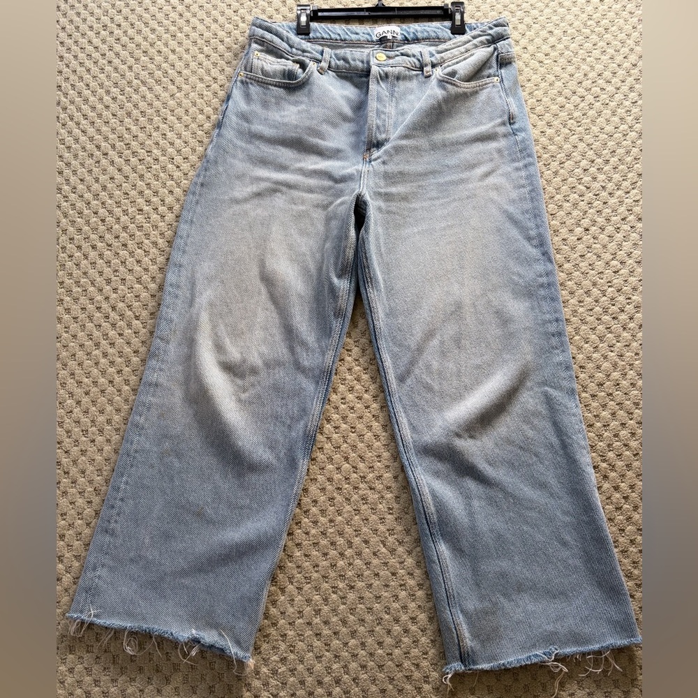 Ganni Izey Overdye Raw Hem Jeans (Tint Wash)